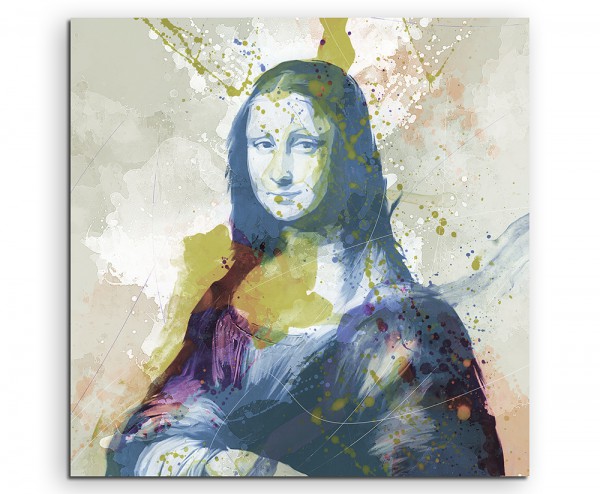 Mona Lisa 60x60cm Aquarell Art Leinwandbild Old