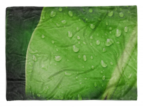 Handtuch Strandhandtuch Saunatuch Kuscheldecke mit Fotomotiv Wassertropfen grün