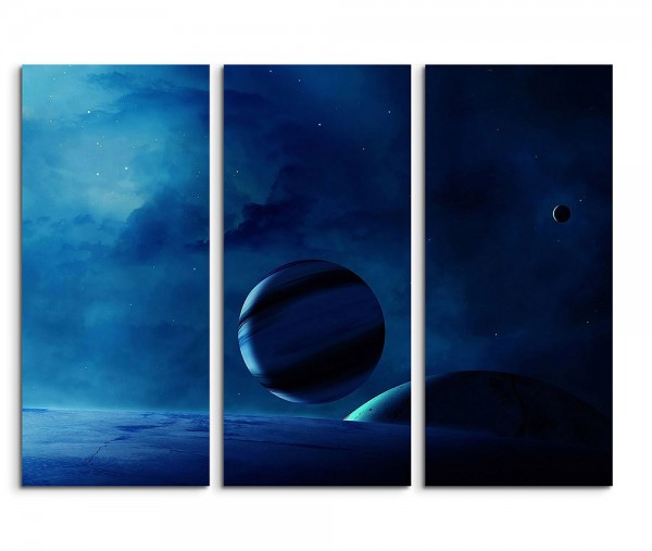 Blue Dreamy Planets Fantasy Art 3x90x40cm