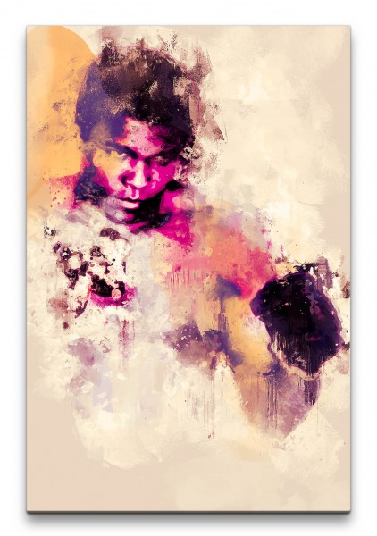 Muhammad Ali Porträt Abstrakt Kunst Boxlegende Boxer 60x90cm Leinwandbild