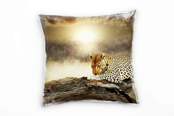 Tiere, braun, gelb, Leopard, Afrika, Nahaufnahme Deko Kissen 40x40cm für Couch Sofa Lounge Zierkisse
