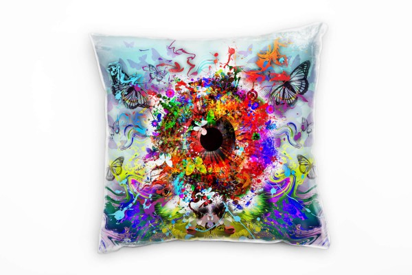 Abstrakt, Auge, Schmetterlinge, bunt Deko Kissen 40x40cm für Couch Sofa Lounge Zierkissen