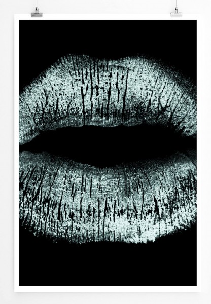 60x90cm Illustration Poster Weiße Lippen