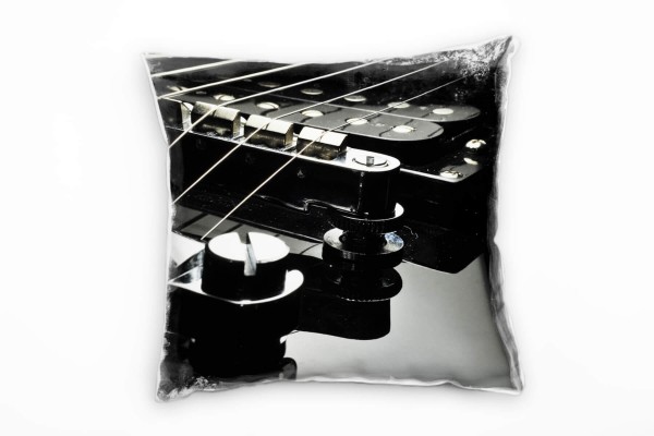 Macro, schwarz, silber, E-Gitarre Deko Kissen 40x40cm für Couch Sofa Lounge Zierkissen