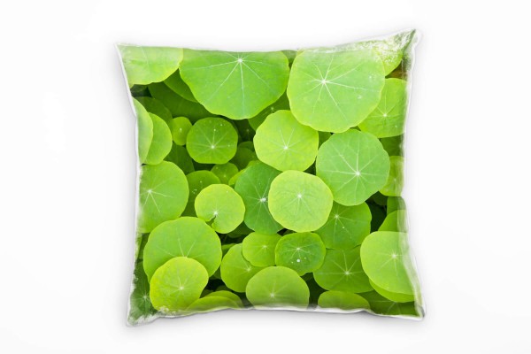 Natur, grün, runde Blätter Deko Kissen 40x40cm für Couch Sofa Lounge Zierkissen