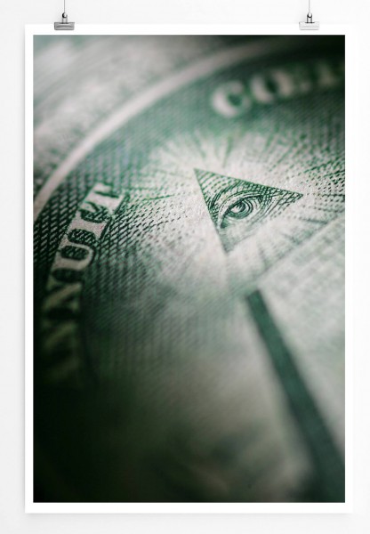 Künstlerische Fotografie  Detail eines Ein Dollar Scheins 60x90cm Poster