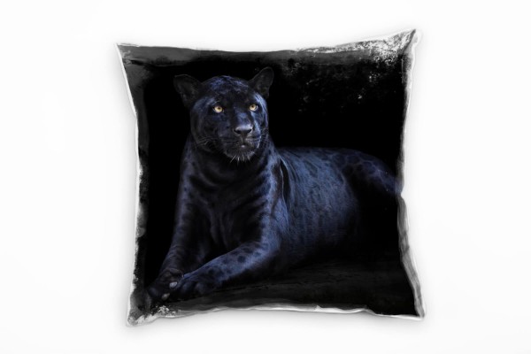 Tiere, Jaguar, schwarz Deko Kissen 40x40cm für Couch Sofa Lounge Zierkissen