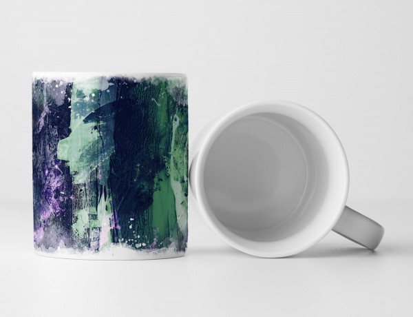 Tasse Geschenk seegrüne, hell/dunkeltürkise, blauviolette Abstraktion 