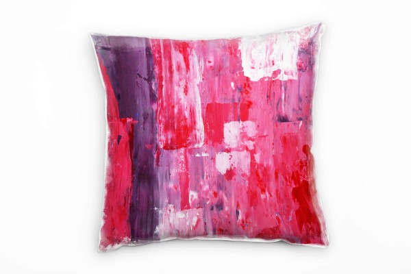Abstrakt, pink, lila, weiß, Striche, gemalt Deko Kissen 40x40cm für Couch Sofa Lounge Zierkissen