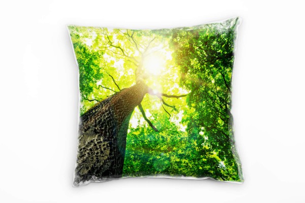 Natur, grün, braun, Baum von unten, Sommer Deko Kissen 40x40cm für Couch Sofa Lounge Zierkissen