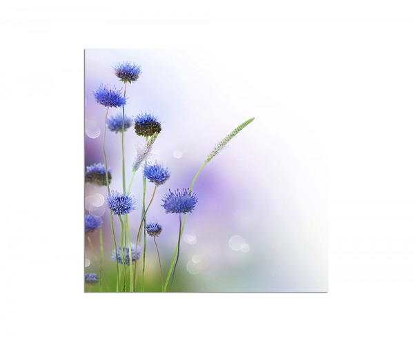 80x80cm Blumen blau abstrakt