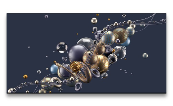 Leinwandbild 120x60cm 3d Art Kugeln Perlen Modern Dekorativ Kunstvoll