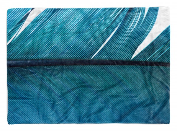 Handtuch Strandhandtuch Saunatuch Kuscheldecke mit Fotomotiv blaue Feder Schön