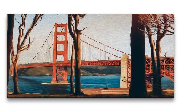 Leinwandbild 120x60cm Golden Gate Bridge San Francisco Schön Kunstvoll
