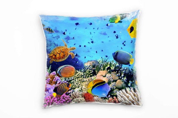 Tiere, Meer, bunt, Korallenriff, Unterwasser Deko Kissen 40x40cm für Couch Sofa Lounge Zierkissen
