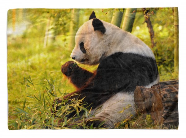 Handtuch Strandhandtuch Saunatuch Kuscheldecke mit Tiermotiv Panda Bambus