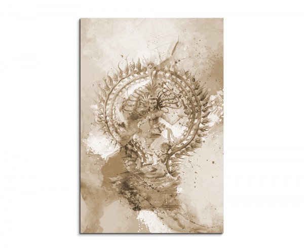 Hindu Goettin 90x60cm Aquarell Art Leinwandbild Sepia
