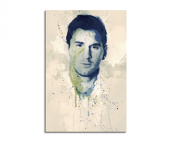Lionel Messi Splash 90x60cm Kunstbild als Aquarell auf Leinwand