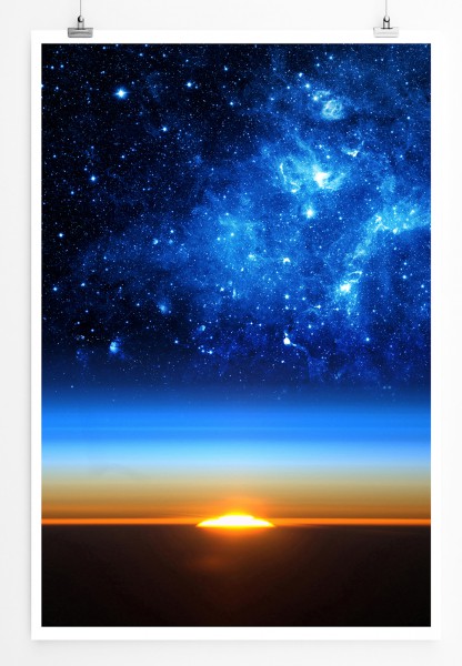 90x60cm Poster Fotocollage Sonnenaufgang unter dem Sternenhimmel