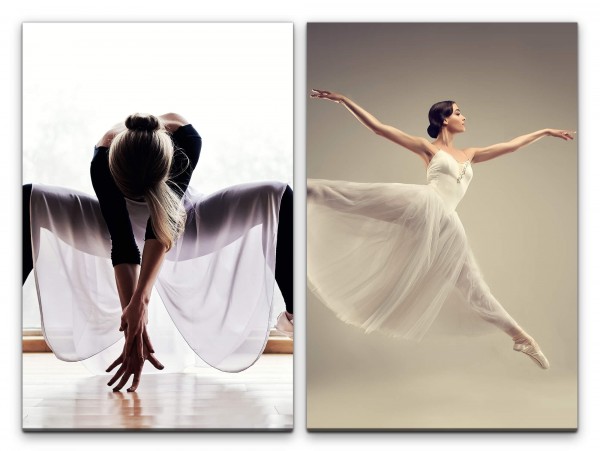2 Bilder je 60x90cm Ballerina Ballett Elegant Tanzstudio Tanzen Junge Frau