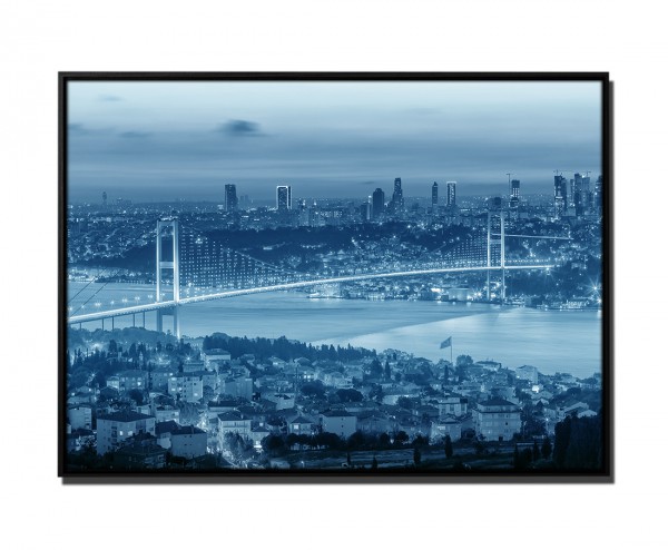 105x75cm Leinwandbild Petrol Bosporusbrücke Istanbul Sonnenuntergang
