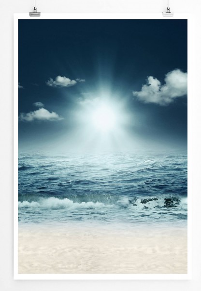 60x90cm Fotocollage von Sonne über dem Meer