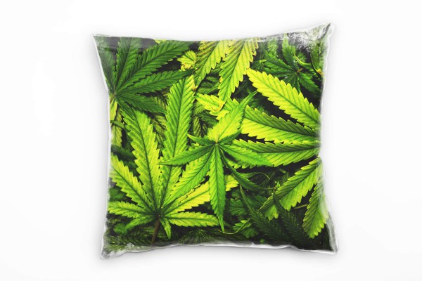 Natur, Marihuana, Blätter, grün Deko Kissen 40x40cm für Couch Sofa Lounge Zierkissen