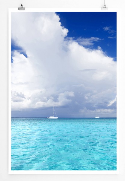 Landschaftsfotografie 60x90cm Poster Türkises Meer unterm Wolkenhimmel