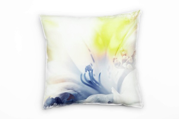Blumen, grün, blau, Pastellfarben, Nah Deko Kissen 40x40cm für Couch Sofa Lounge Zierkissen