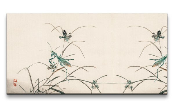 Remaster 120x60cm Traditionelle japanische Kunst Zeitlos Beruhigend Harmonie Gras Halme Insekten