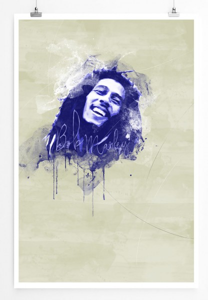 Bob Marley II 90x60cm Paul Sinus Art Splash Art Wandbild als Poster ohne Rahmen gerollt
