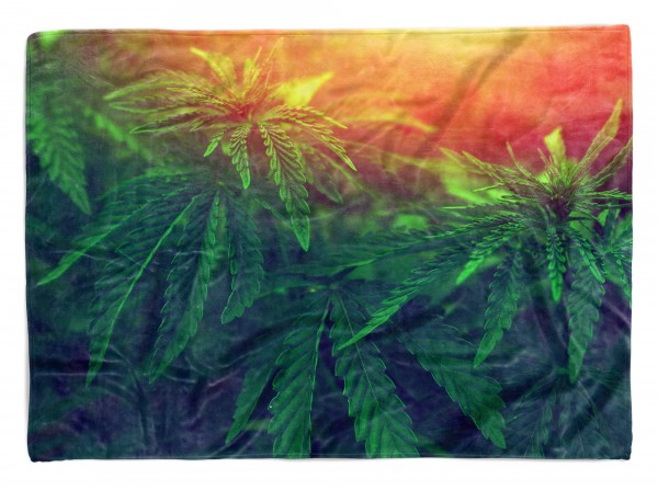 Handtuch Strandhandtuch Saunatuch Kuscheldecke mit Fotomotiv Cannabis Hanf Blüt
