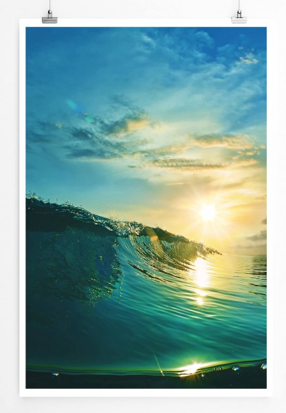 Künstlerische Fotografie 60x90cm Poster Schwappende Meereswelle im Sonnenlicht