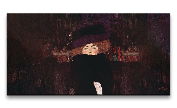 Remaster 120x60cm Gustav Klimt's Dame mit Hut Jugendstil zeitlose Kunst Vintage Berühmt