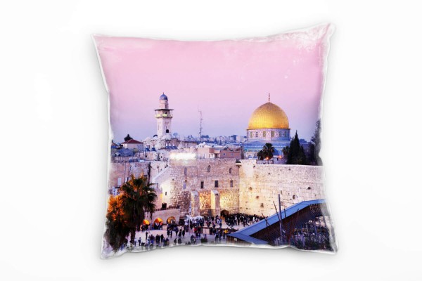 Urban und City, rosa, gold, braun, Klagemauer, Israel Deko Kissen 40x40cm für Couch Sofa Lounge Zier
