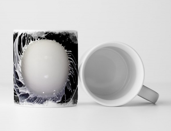 Tasse Geschenk Splash – weiße Farbe auf schwarzem Grund