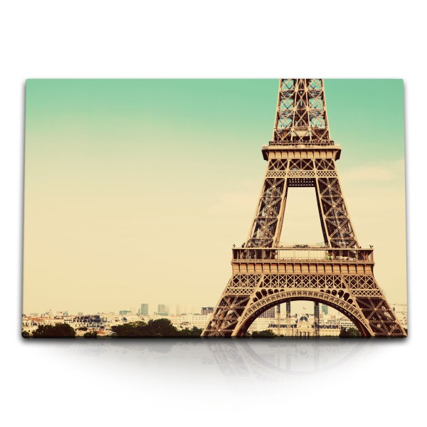 120x80cm Wandbild auf Leinwand Paris Eiffelturm Frankreich Fotokunst