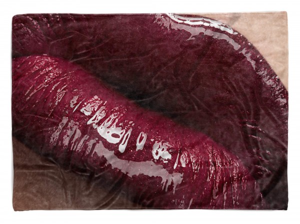 Handtuch Strandhandtuch Saunatuch Kuscheldecke mit Fotomotiv Sexy Lippen Rot Li