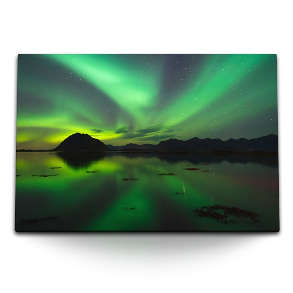 120x80cm Wandbild auf Leinwand Astrofotografie Polar Norwegen Sternenhimmel