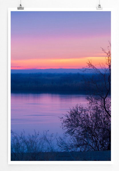 60x90cm Poster Landschaftsfotografie  Pink Oranger Sonnenaufgang