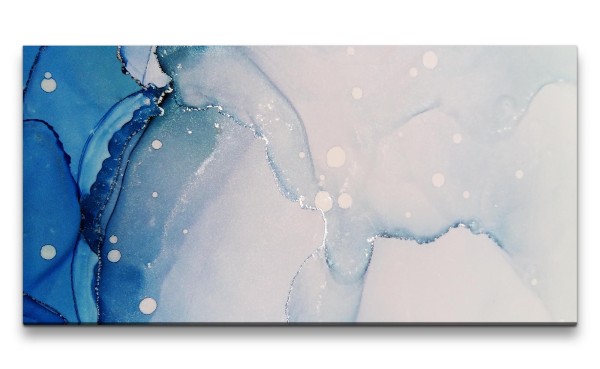 Leinwandbild 120x60cm Abstrakt Dekorativ Fluid Modern Kunstvoll Blau