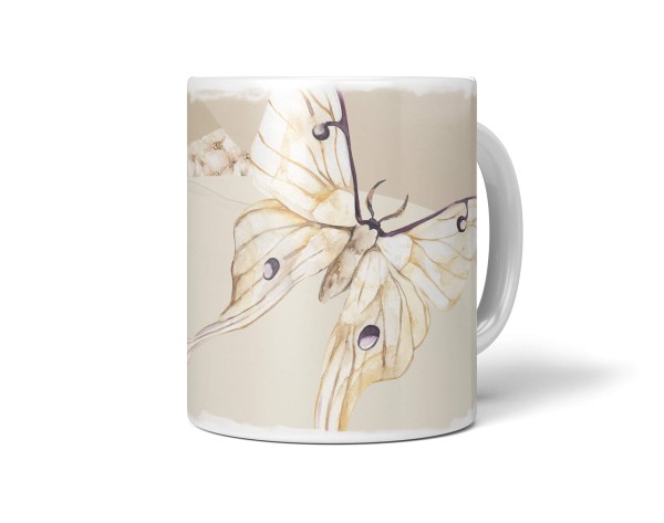 Dekorative Tasse mit schönem Motiv Schmetterling Blumen Vintage Pastelltöne Wasserfarben