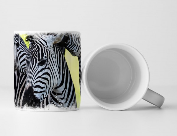 Tasse Geschenk Tierfotografie – Drei zusammenstehende Zebras