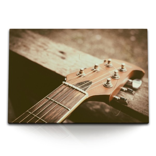 120x80cm Wandbild auf Leinwand Gitarre Saiten Gitarrensaiten Kunstvoll Fotokunst