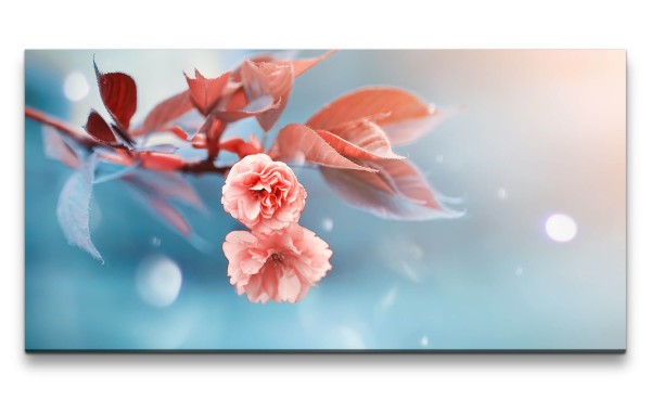 Leinwandbild 120x60cm Baumblüte Kunstvoll Frühling Natur Schön Sonnenstrahl