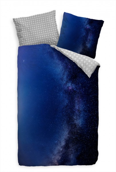 Milchstraáe Weltall Blau Sterne Bettwäsche Set 135x200 cm + 80x80cm Atmungsaktiv