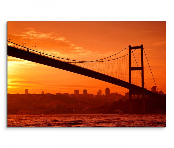 120x80cm Wandbild Istanbul Bosporus Brücke Sonnenuntergang
