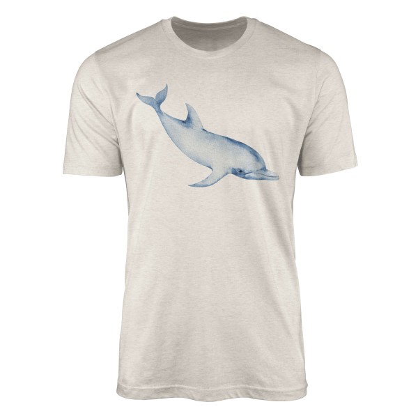 Herren Shirt 100% gekämmte Bio-Baumwolle T-Shirt Delfin Wasserfarben Motiv Nachhaltig Ökomode aus e