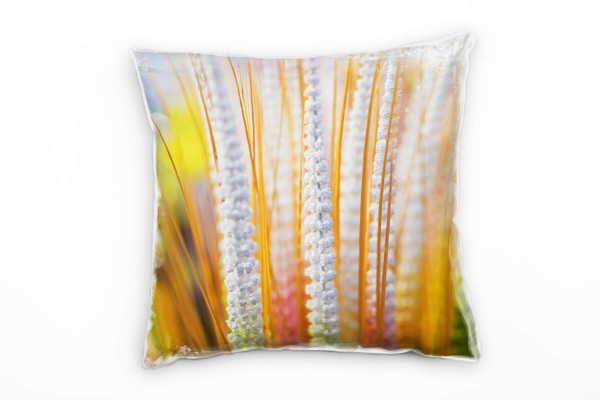 Blumen, Kunstblumen, orange, weiß, grün Deko Kissen 40x40cm für Couch Sofa Lounge Zierkissen