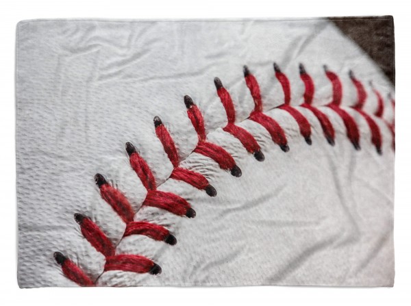 Handtuch Strandhandtuch Saunatuch Kuscheldecke mit Fotomotiv Baseball rote Naht